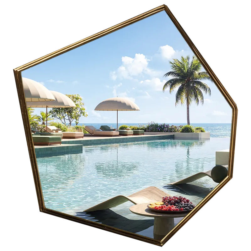 POOL
A tranquil outdoor escape where water reflects the sky, creating a serene moment of pure calm.